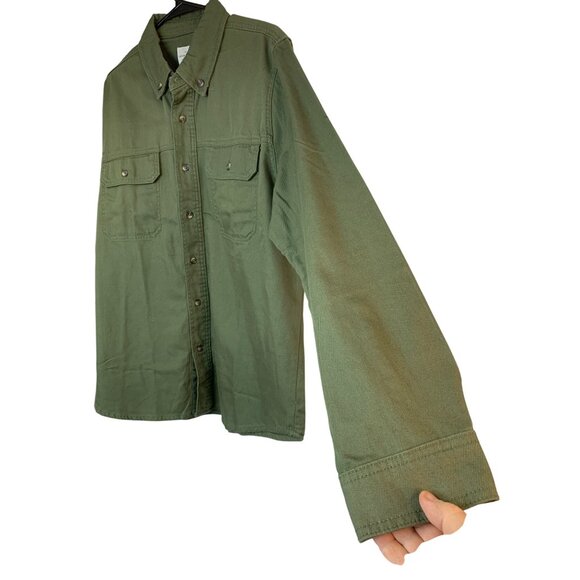 Lucky Brand Olive Green Button-Up Shirt Jacket XL Cotton Shackette 9093 NWT - Picture 11 of 12